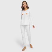 Пижама с принтом Лисиськи — Лисы для женщины, вид на модели спереди №2. Цвет основы: белый