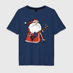 Дед Мороз гитарист – Мужская футболка хлопок Oversize с принтом купить со скидкой в -16%