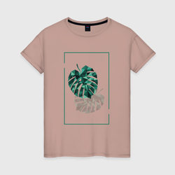 Листья монстеры – Женская футболка хлопок с принтом купить со скидкой в -20%