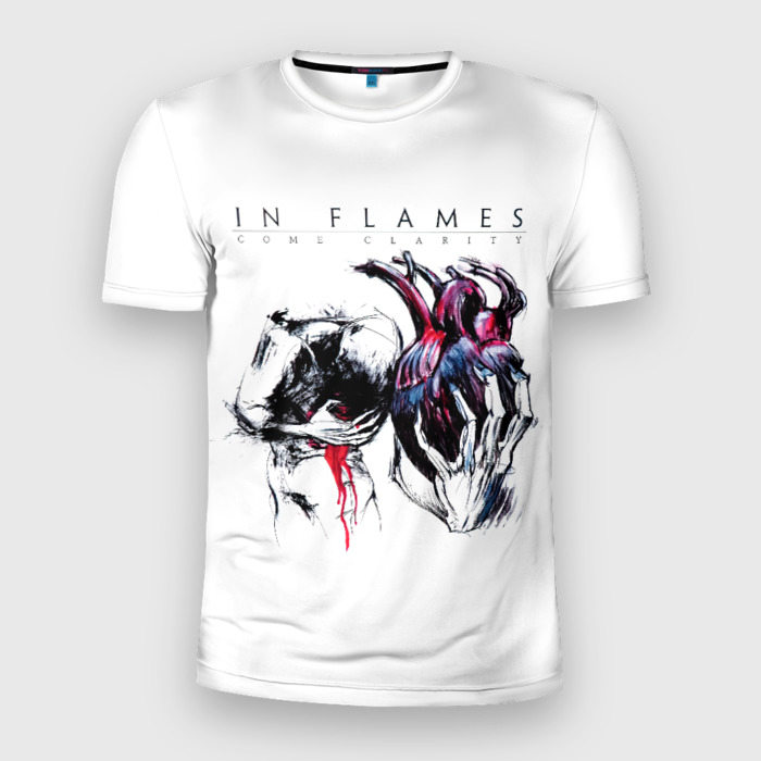 Мужская приталенная футболка с принтом Come Clarity — In Flames, вид спереди №1