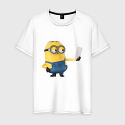 Миньон с телефоном – Мужская футболка хлопок с принтом купить со скидкой в -20%