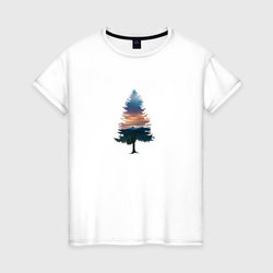 лес минимализм – Женская футболка хлопок с принтом купить со скидкой в -20%
