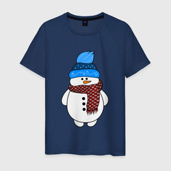Снеговик в шапочке – Мужская футболка хлопок с принтом купить со скидкой в -20%