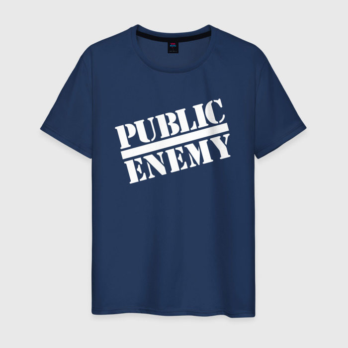 Мужская футболка из хлопка с принтом Public Enemy logo, вид спереди №1