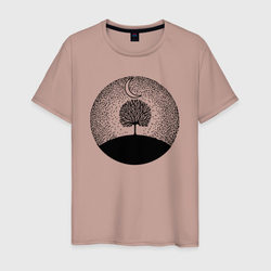 Луна и дерево – Мужская футболка хлопок с принтом купить со скидкой в -20%