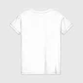 Светящаяся футболка с принтом Мир труд брют для любого человека, вид сзади №1. Цвет основы: белый