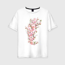 Весна / Цветущая сакура / Japan – Женская футболка хлопок Oversize с принтом купить со скидкой в -16%