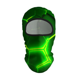 Плиты неоновые: green hexagon - разлом объемный – Балаклава 3D с принтом купить