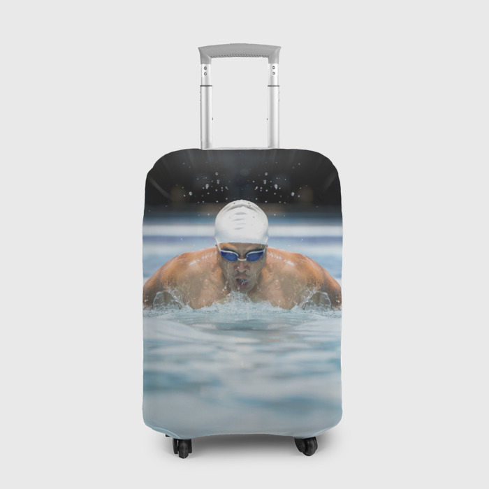 Чехол для чемодана с принтом Плавание Пловец, вид спереди №1