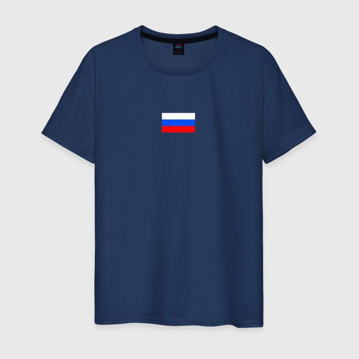 Мужская футболка из хлопка с принтом Флаг России минимализм, вид спереди №1