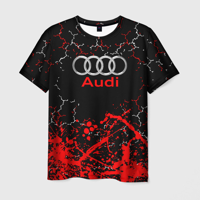 Мужская футболка с принтом Audi Ауди брызги, вид спереди №1