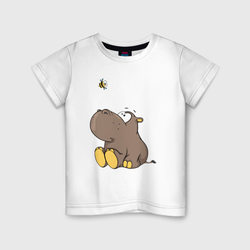 Бегемотик и пчелка – Детская футболка хлопок с принтом купить со скидкой в -20%