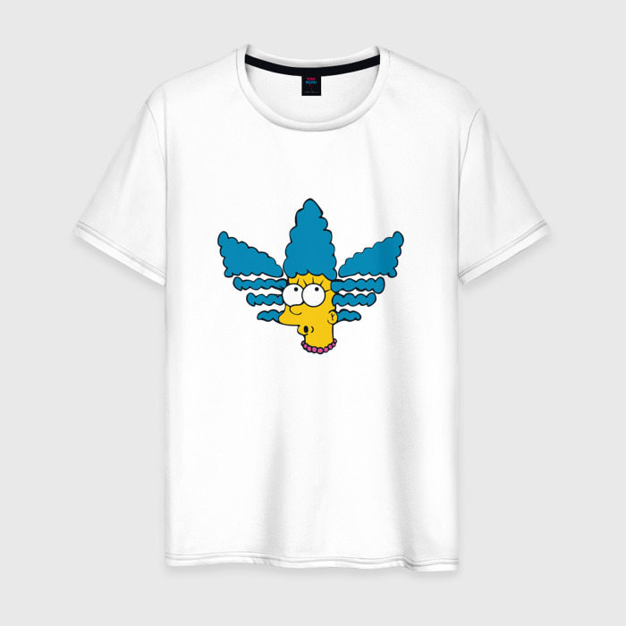 Мужская футболка из хлопка с принтом Мардж Симпсон Simpsons, вид спереди №1