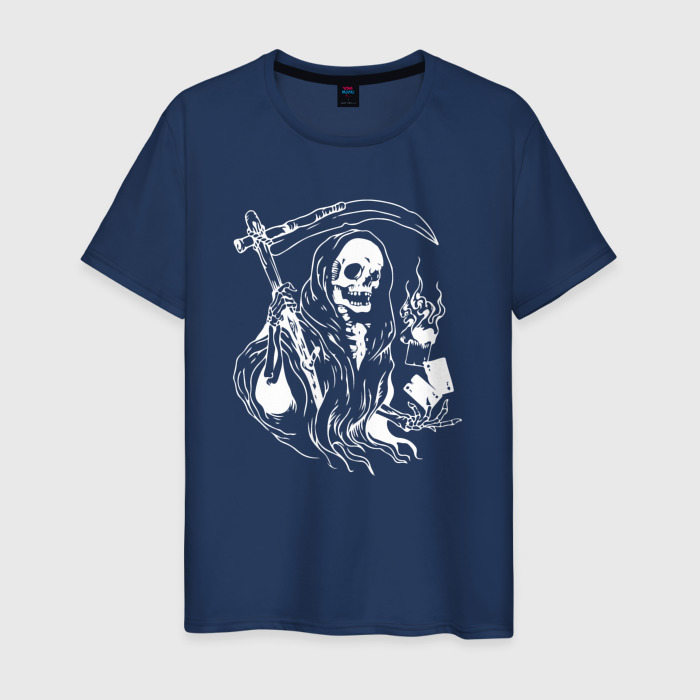 Мужская футболка из хлопка с принтом Игра со смертью, вид спереди №1