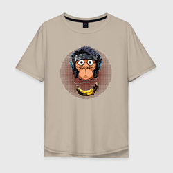 обезьяна - в наушниках – Мужская футболка хлопок Oversize с принтом купить со скидкой в -16%