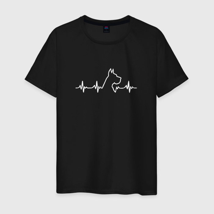 Мужская футболка из хлопка с принтом Собаки в сердце, вид спереди №1