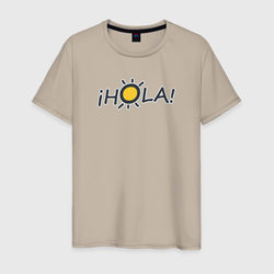 Hola: по-испански привет – Мужская футболка хлопок с принтом купить со скидкой в -20%