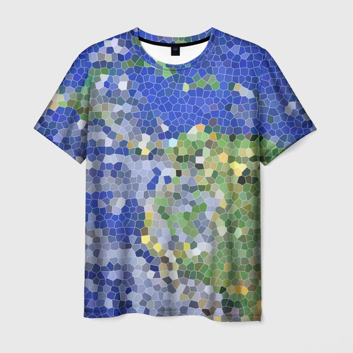 Мужская футболка с принтом Планета Земля — пиксельный рисунок, вид спереди №1