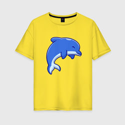 Маленький дельфинёнок – Женская футболка хлопок Oversize с принтом купить со скидкой в -16%