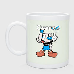 Синяя чашка Cuphead – Кружка керамическая с принтом купить