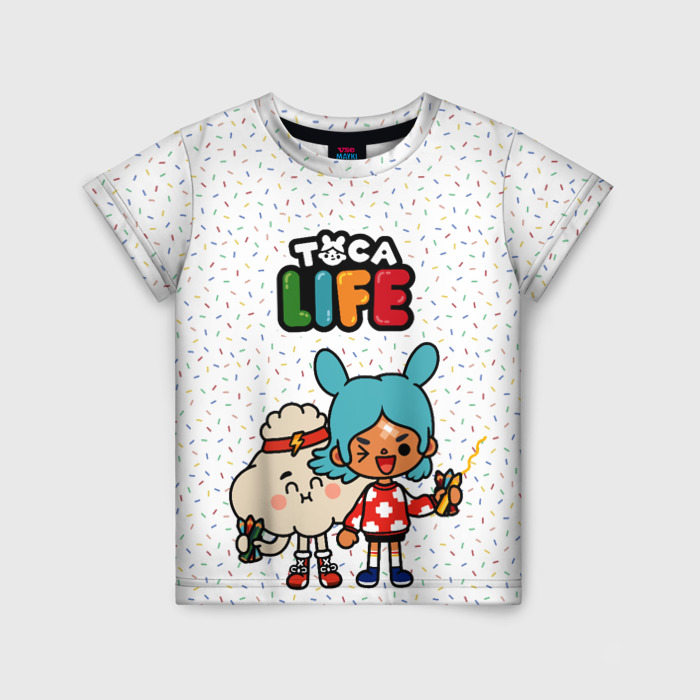 Детская футболка с принтом Toca Life Art, вид спереди №1