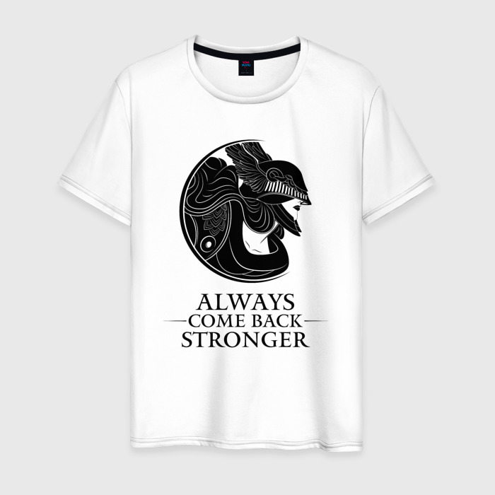 Мужская футболка из хлопка с принтом Elden Ring — Always come back stronger, вид спереди №1