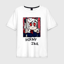 Helltaker horny jail – Мужская футболка хлопок Oversize с принтом купить со скидкой в -16%