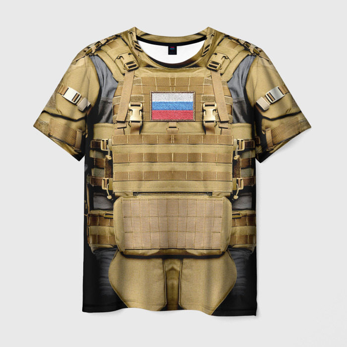 Мужская футболка с принтом Бронежилет — армия России, вид спереди №1