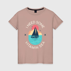 Мне нужен витамин моря – Женская футболка хлопок с принтом купить со скидкой в -20%