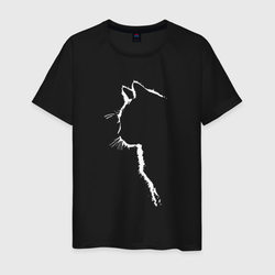 Силуэт чёрного кота – Мужская футболка хлопок с принтом купить со скидкой в -20%