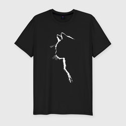 Силуэт чёрного кота – Мужская футболка хлопок Slim с принтом купить