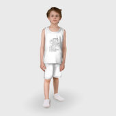 Пижама с принтом Анжуманя для ребенка, вид на модели спереди №2. Цвет основы: белый