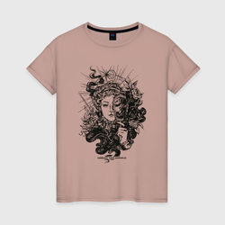 Lady Darkness | Леди Тьма | Готический рисунок – Женская футболка хлопок с принтом купить со скидкой в -20%
