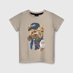 Прикольный мишутка Enjoy – Детская футболка хлопок с принтом купить со скидкой в -20%