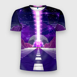 Vaporwave Neon Space – Мужская футболка 3D Slim с принтом купить со скидкой в -9%