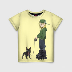 Девочка и собака-улыбака – Детская футболка 3D с принтом купить со скидкой в -33%