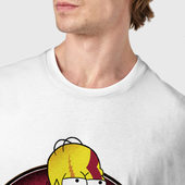 Футболка с принтом Homer god of bar для мужчины, вид на модели спереди №4. Цвет основы: белый