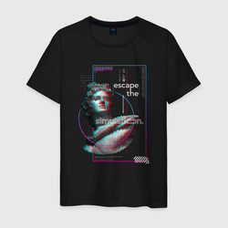 Vaporwave Glitch Escape the simulation – Мужская футболка хлопок с принтом купить со скидкой в -20%