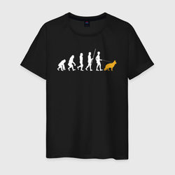 Венец эволюции гулять с немецкой овчаркой – Мужская футболка хлопок с принтом купить со скидкой в -20%
