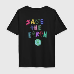 Save the earth эко дизайн  карандашом  – Мужская футболка хлопок Oversize с принтом купить со скидкой в -16%