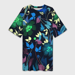 Color summer night / Floral pattern – Платье-футболка 3D с принтом купить