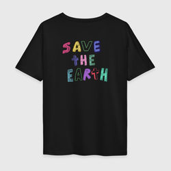 Save the earth дизайн карадашом с маленькой планетой – Мужская футболка хлопок Oversize с принтом купить со скидкой в -16%