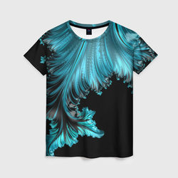 Чёрно-голубой неоновый фрактал – Женская футболка 3D с принтом купить со скидкой в -31%