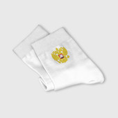 Детские носки с вышивкой с принтом Вышитый Герб России для любого человека, вид спереди №3. Цвет основы: белый