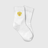 Детские носки с вышивкой с принтом Вышитый Герб России для любого человека, вид спереди №2. Цвет основы: белый