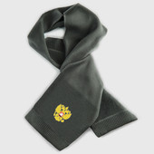 Шарф с вышивкой с принтом Вышитый Герб России для любого человека, вид спереди №2. Цвет основы: серый