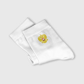 Носки с вышивкой с принтом Вышитый Герб России для любого человека, вид спереди №3. Цвет основы: белый