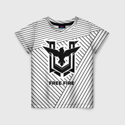 Символ Free Fire на светлом фоне с полосами – Детская футболка 3D с принтом купить со скидкой в -33%
