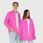 Рубашка с принтом Яркий розовый из фильма Барби для любого человека, вид спереди №4. Цвет основы: белый