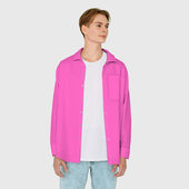 Рубашка с принтом Яркий розовый из фильма Барби для любого человека, вид спереди №3. Цвет основы: белый